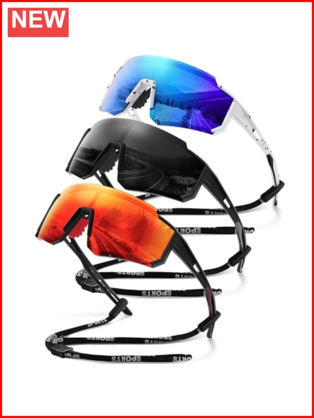 Polarized Sports Sunglasses UV400 Protection Wrap Around for Running Cycling